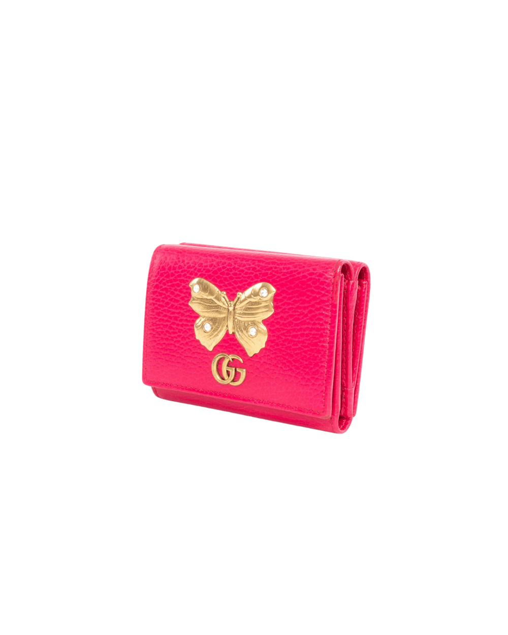 GUCCI TRI FOLD WALLET BUTTERFLY SHORT HOT PHINK GHW Bagnifique