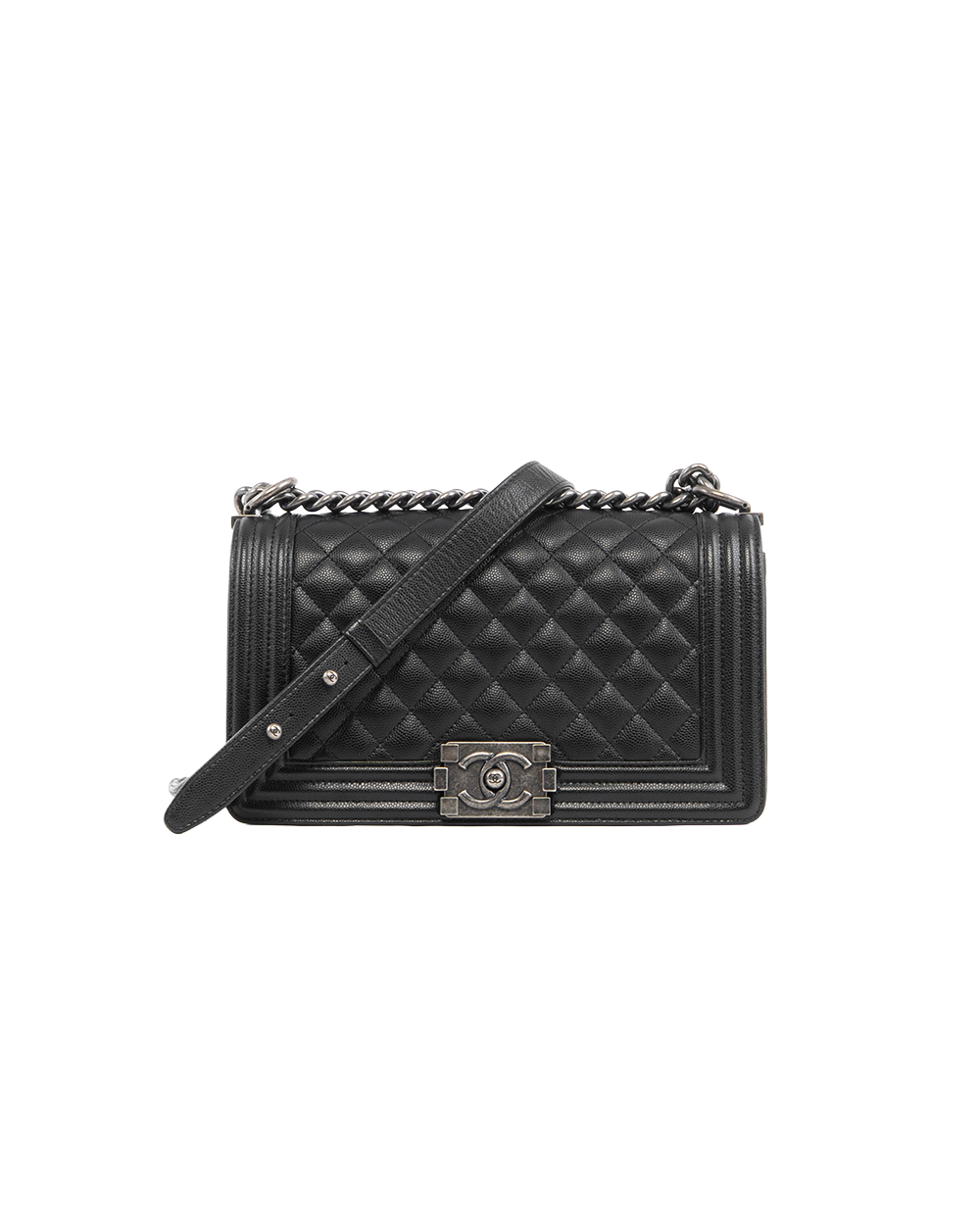 BA250702 CHANEL BOY 10 BLACK CAVIAR RHW P4H1L923