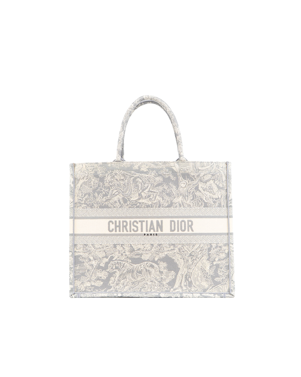 BA251540 DIOR BOOK TOTE MEDIUM GRAY JUNKLE WHITE JACQUARD 50 MA 0241