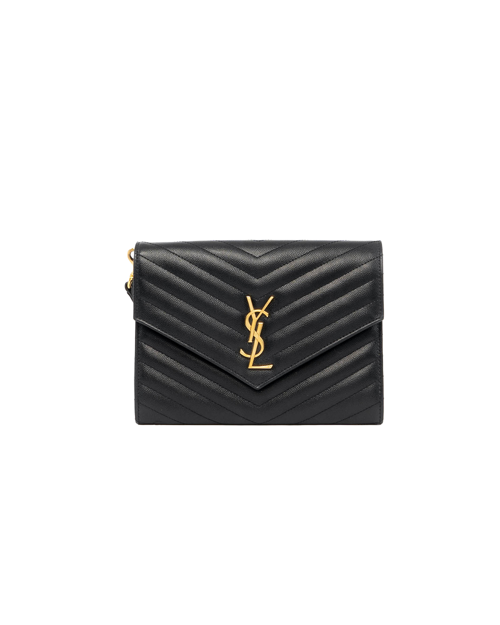 BA251611 YSL CASSANDRE MATELASSÉ FLAP POUCH BLACK CHEVRON GHW FB8617662 0322