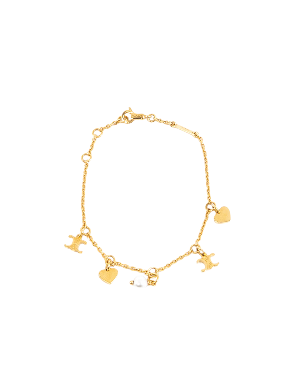 BA251678 CELINE TRIOMPHE BRACELET PEARL HEART GHW FCA2243