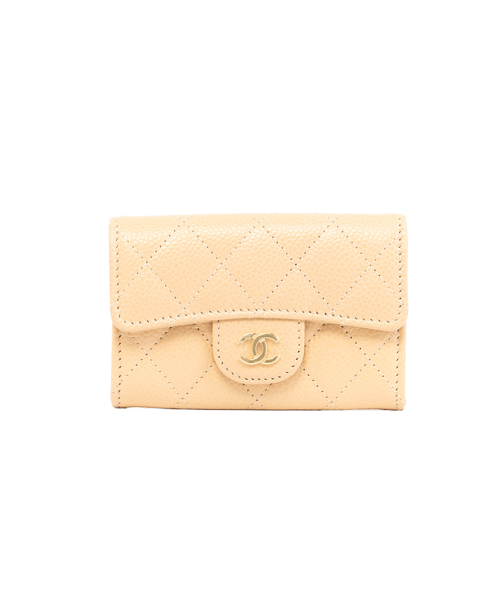 BA251902 NEW CHANEL CARD HOLDER BEIGE CAVIAR GHW UK18H1T7