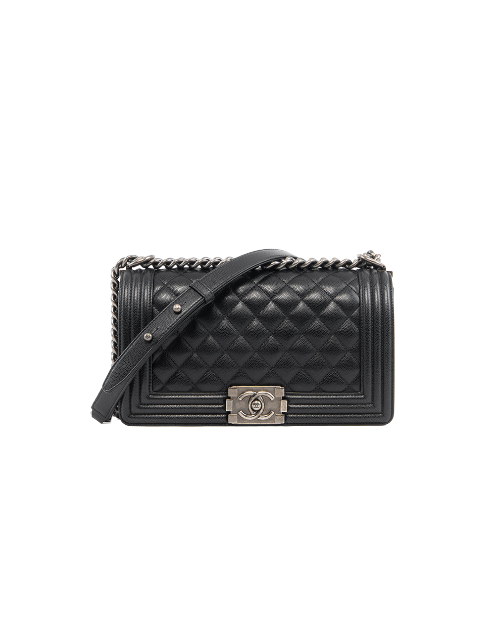 BA251959 CHANEL BOY 10 BLACK CAVIAR RHW H55NAG5G