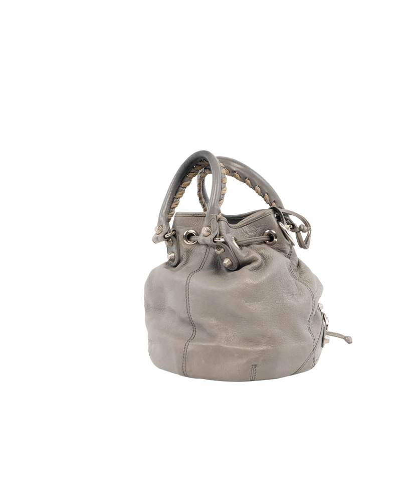 BALENCIAGA POM POM MINI LIGHT GRAY CALF SHW 285439 1230 H 1669 0080