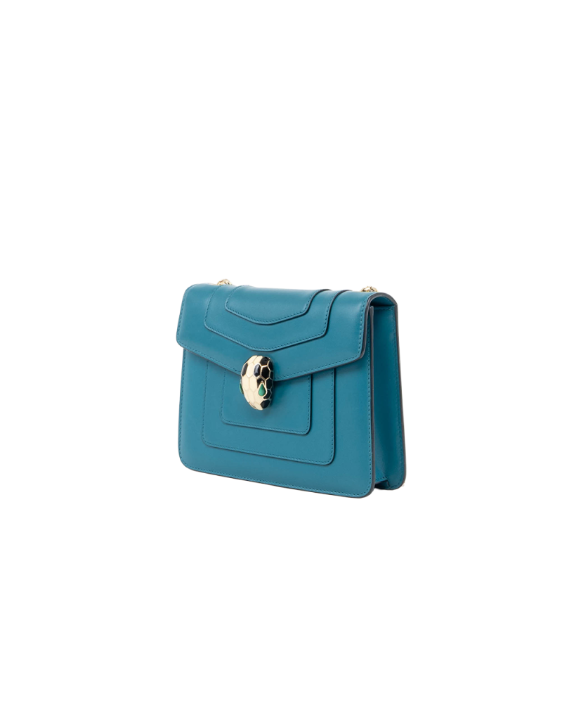BVLGARI SERPENTI FOREVER MINI BLUE LEATHER GHW 2B35503Y 0035