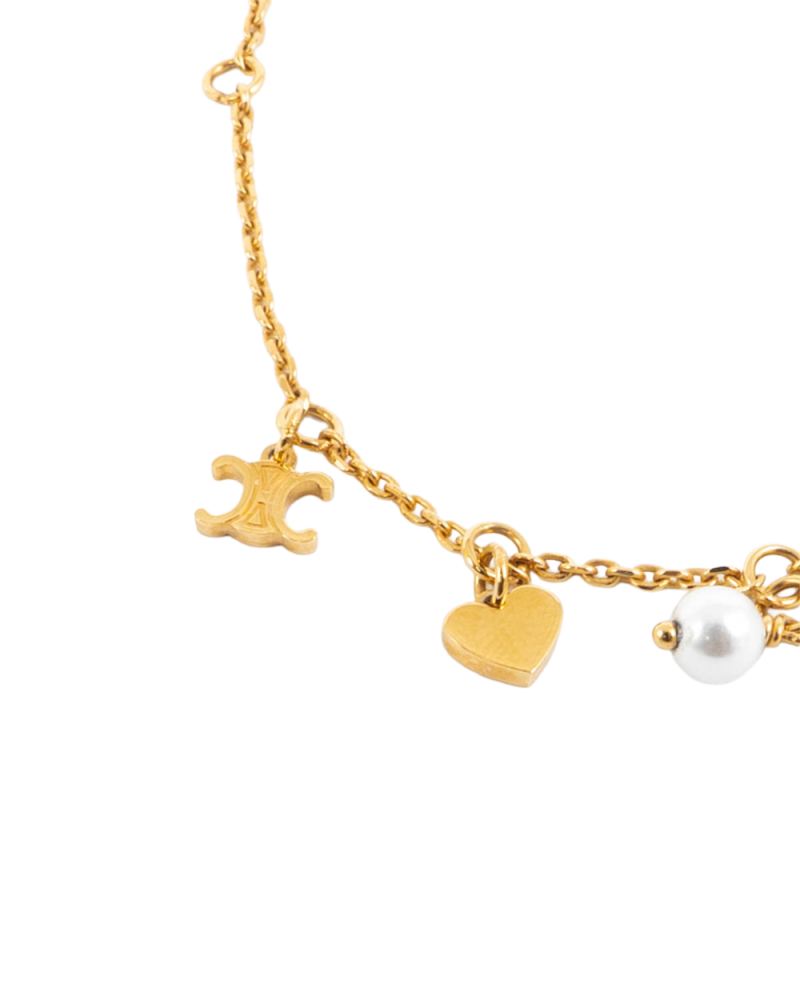 CELINE TRIOMPHE BRACELET PEARL HEART GHW FCA2243 0212