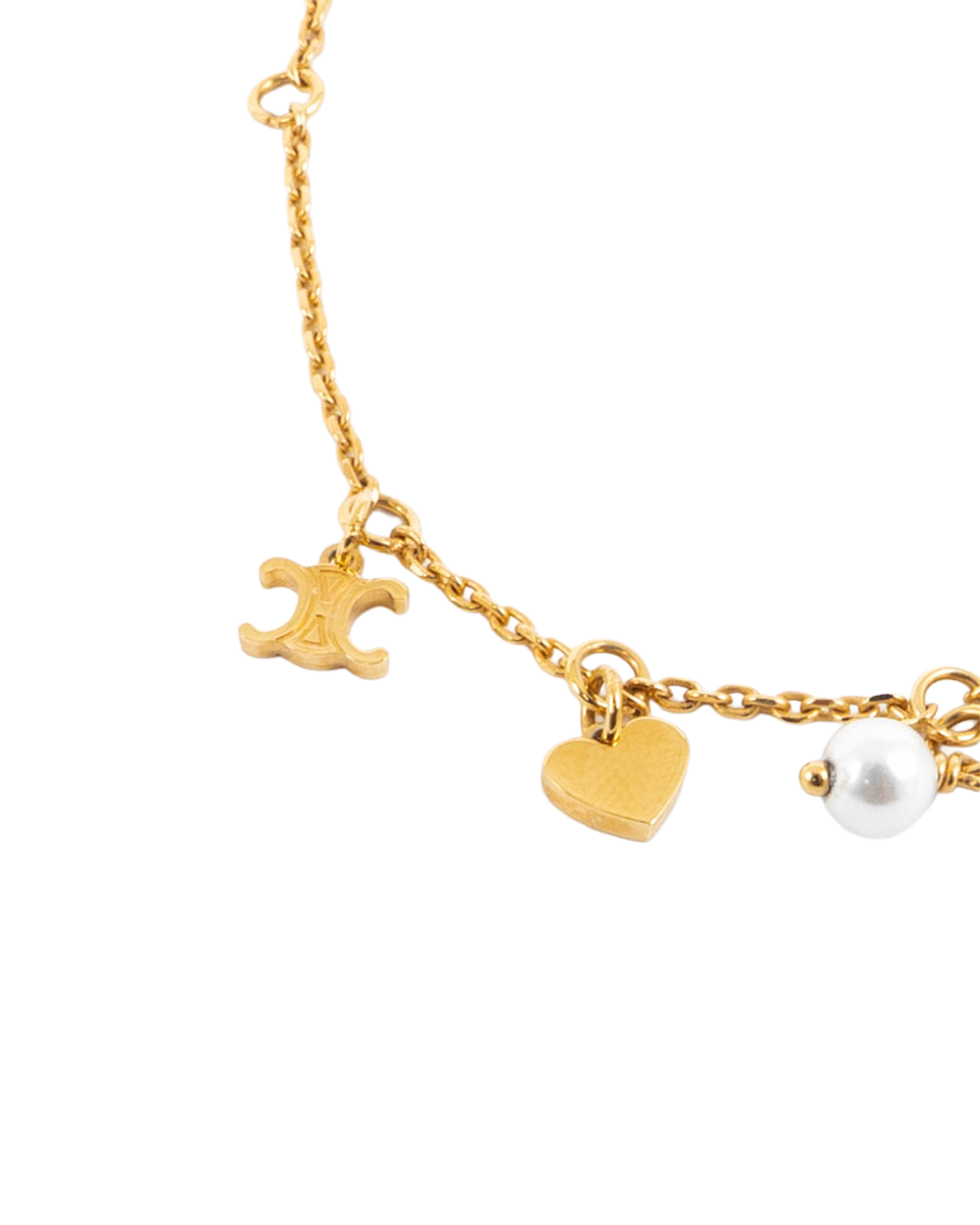 CELINE TRIOMPHE BRACELET PEARL HEART GHW FCA2243 0212