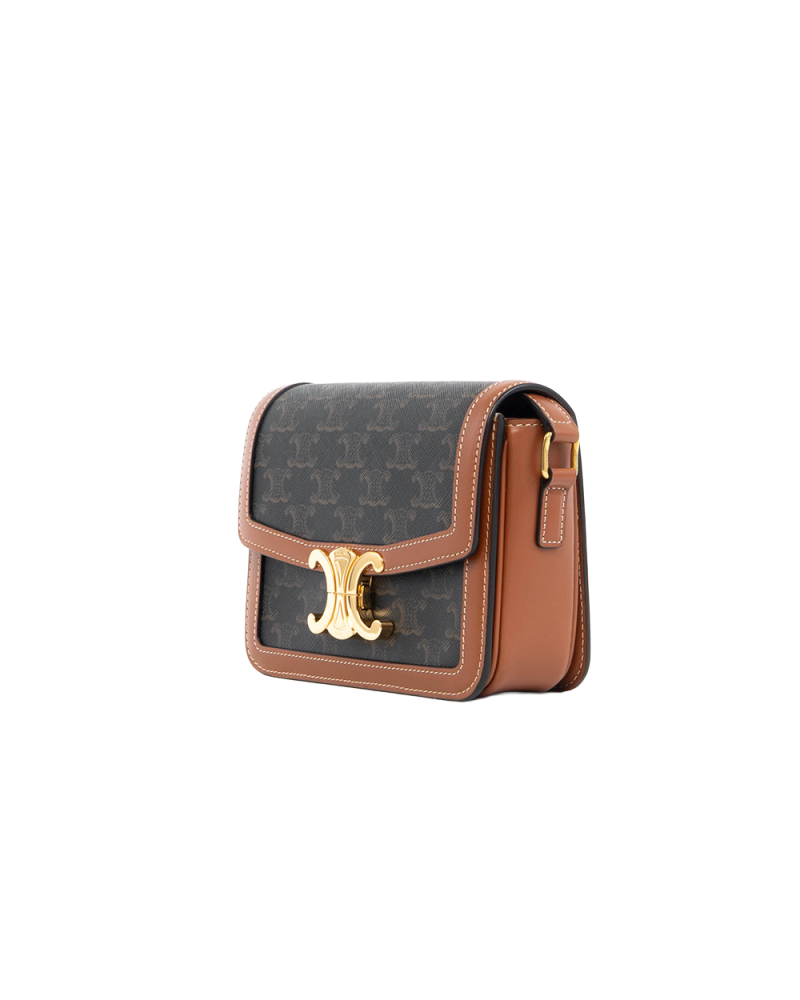 CELINE TRIOMPHE TEEN BROWN CANVAS GHW F LM 2262 5361