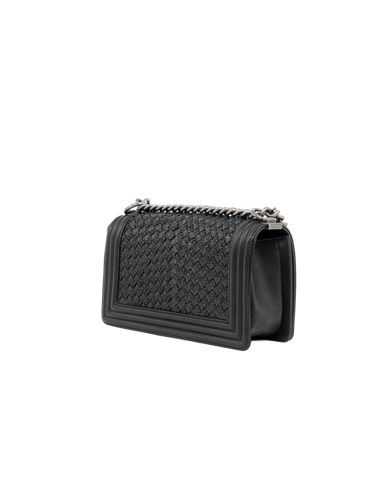 CHANEL BOY 10 BLACK CALF RHW 26221559 0041