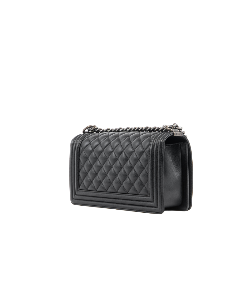 CHANEL BOY 10 BLACK CAVIAR RHW H55NAG5G 5333
