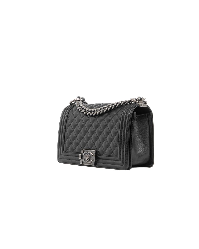 CHANEL BOY 10 BLACK CAVIAR RHW P4H1L923 5423