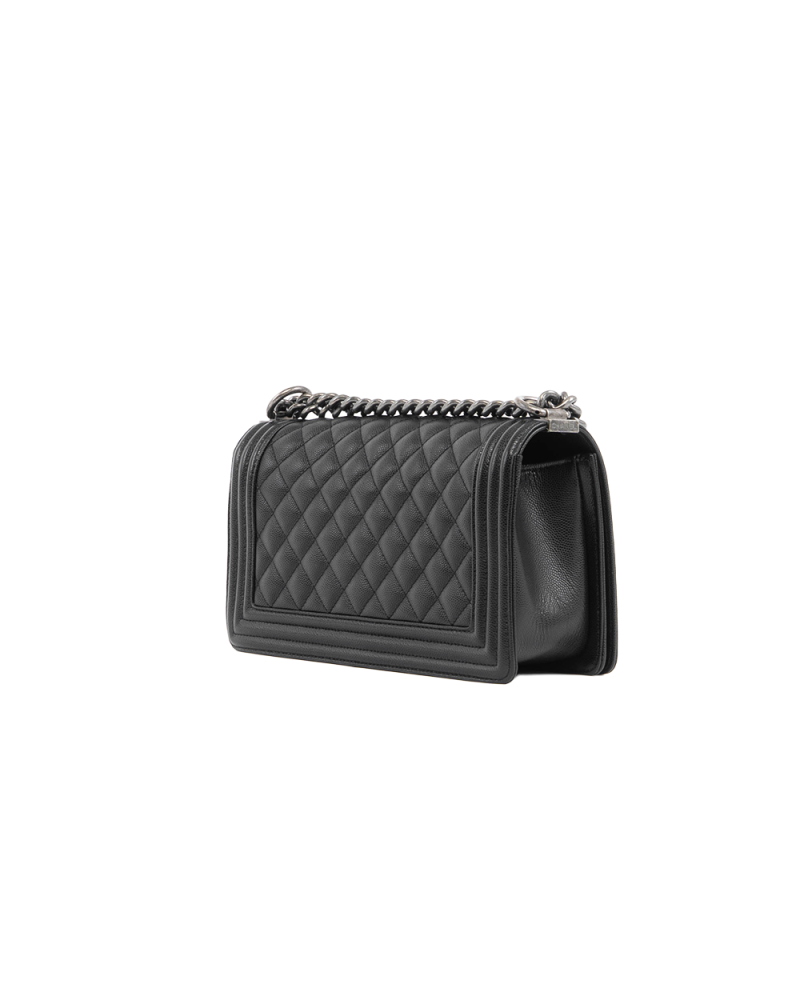 CHANEL BOY 10 BLACK CAVIAR RHW P4H1L923 5424
