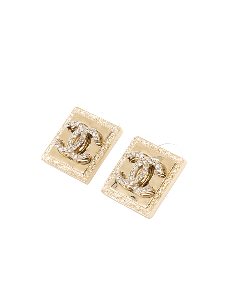 CHANEL CC LOGO SQUARE 2 CM DAIMOND GHW B23P 0249