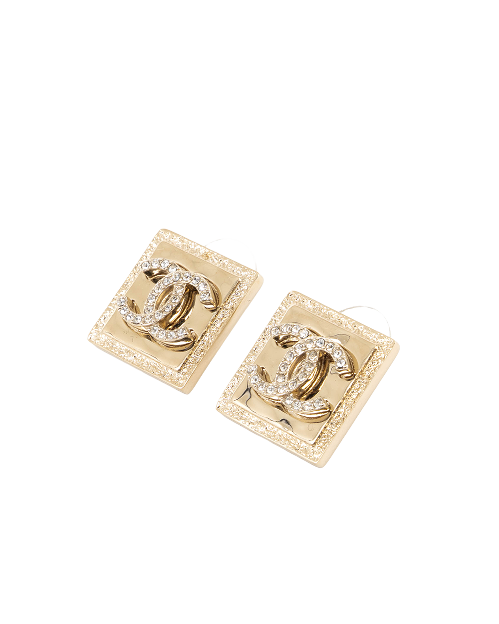 CHANEL CC LOGO SQUARE 2 CM DAIMOND GHW B23P 0249