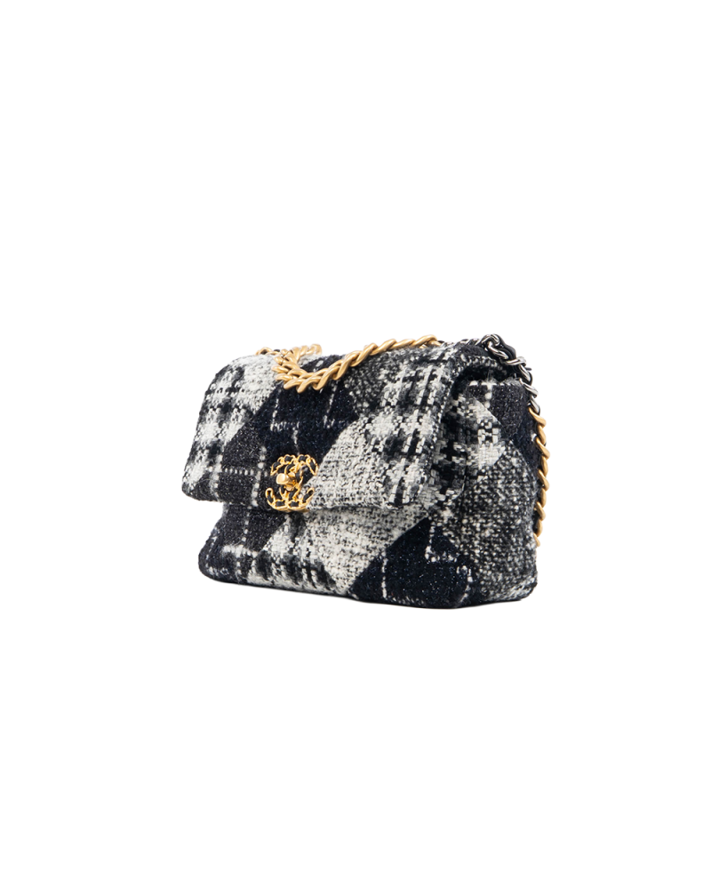 CHANEL FLAP 19 26 BLACK WHITE TWEED RGHW HK8LAK6E 5316