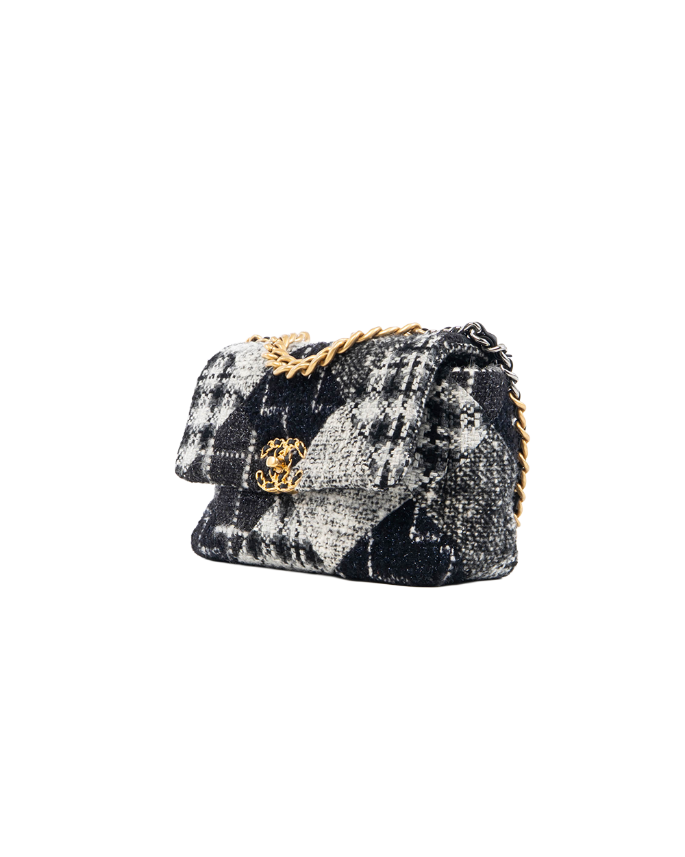 CHANEL FLAP 19 26 BLACK WHITE TWEED RGHW HK8LAK6E 5316