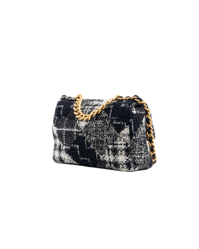 CHANEL FLAP 19 26 BLACK WHITE TWEED RGHW HK8LAK6E 5317