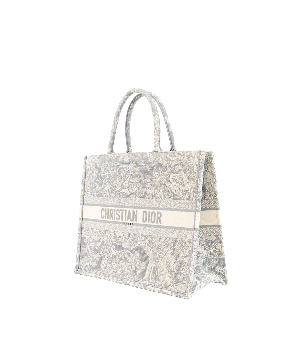 DIOR BOOK TOTE MEDIUM GRAY JUNKLE WHITE JACQUARD 50 MA 0241 0131