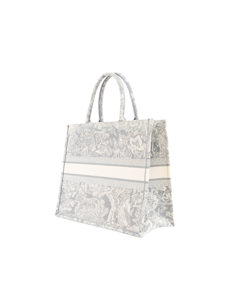 DIOR BOOK TOTE MEDIUM GRAY JUNKLE WHITE JACQUARD 50 MA 0241 0132