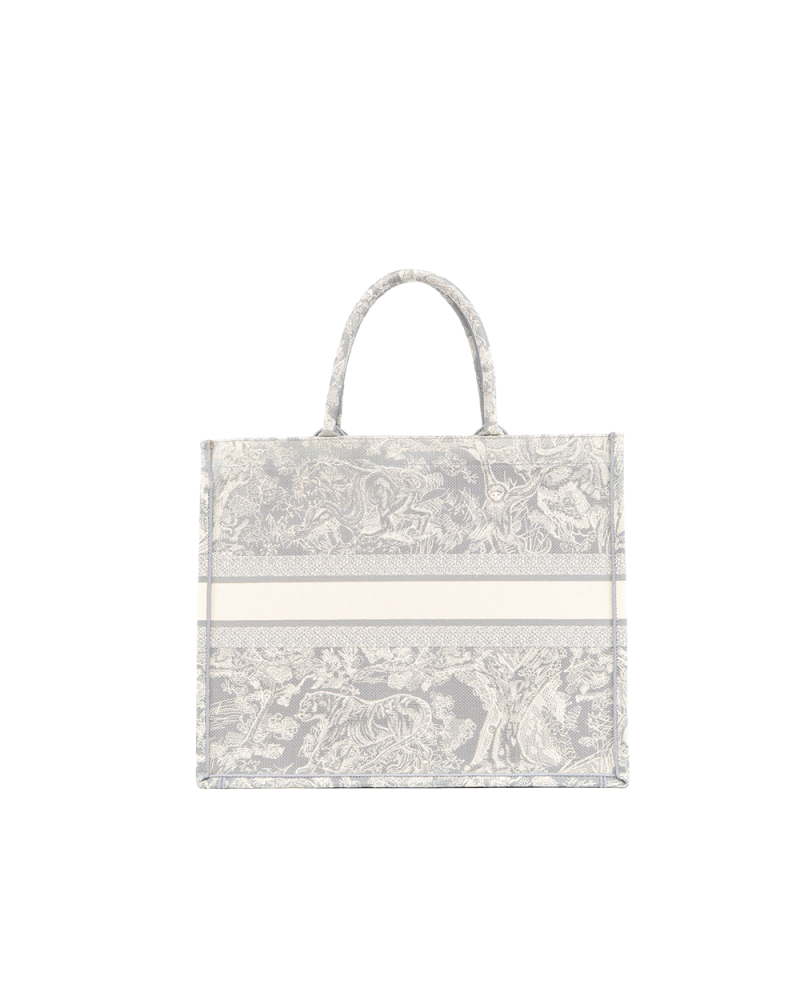 DIOR BOOK TOTE MEDIUM GRAY JUNKLE WHITE JACQUARD 50 MA 0241 0133