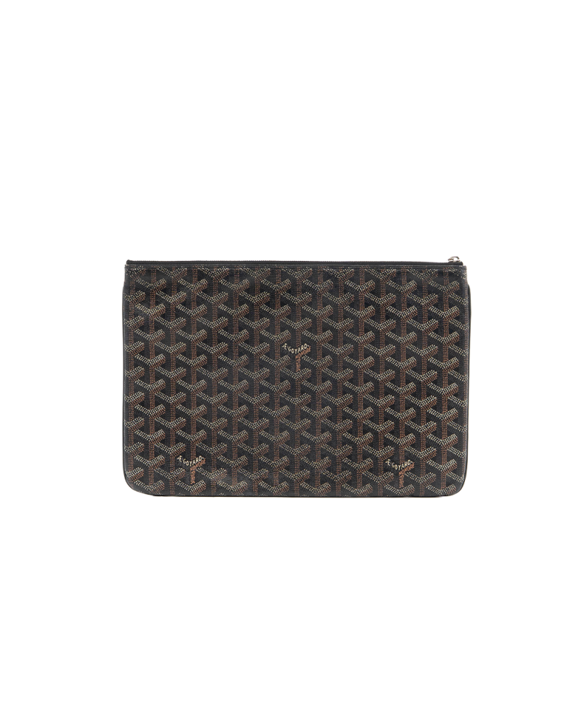 GOYARD SENAT POUCH MM BLACK CANVAS SHW SAR120165 0043