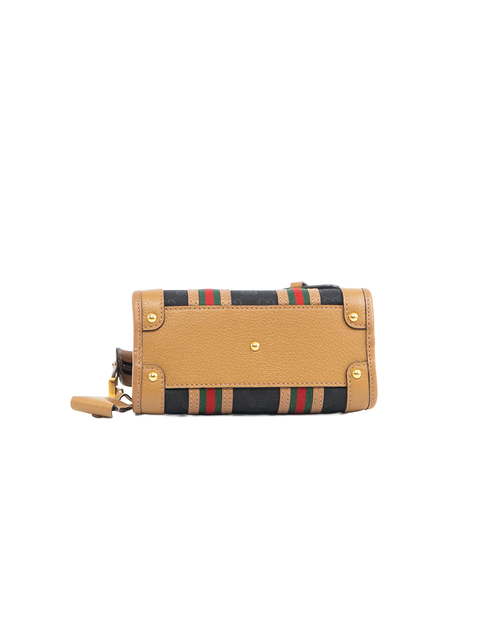 GUCCI BAULETTO TOP HANDLE SMALL BLACK BROWN GG CANVAS GHW 5395