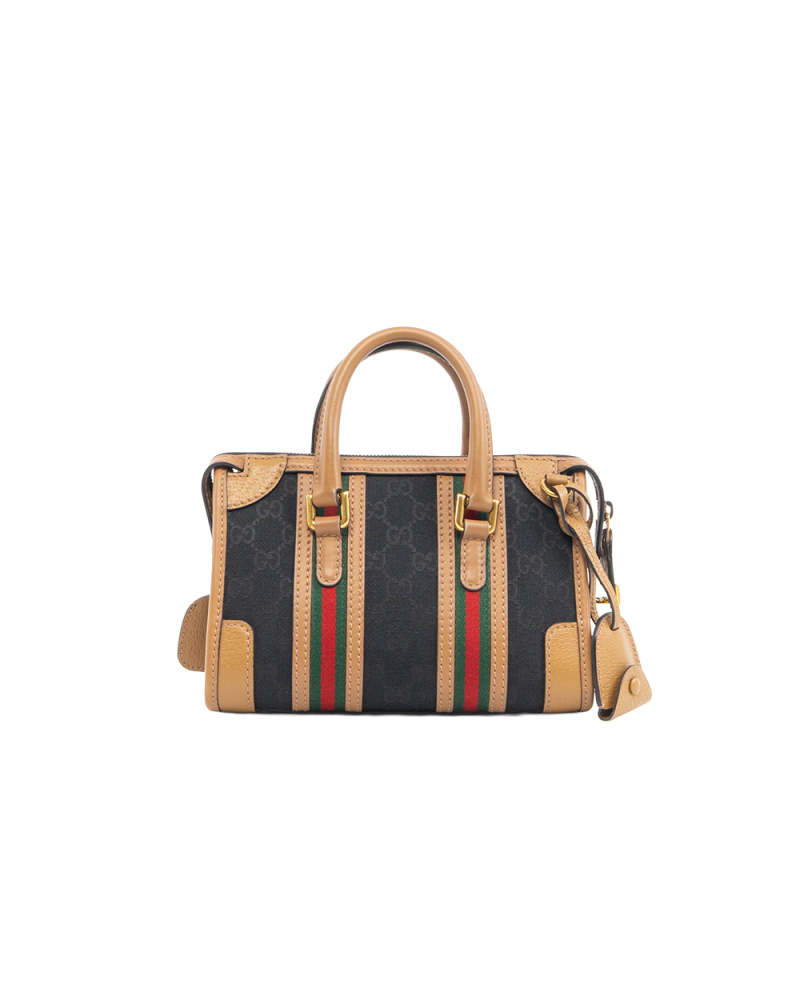 GUCCI BAULETTO TOP HANDLE SMALL BLACK BROWN GG สำเนา (4)