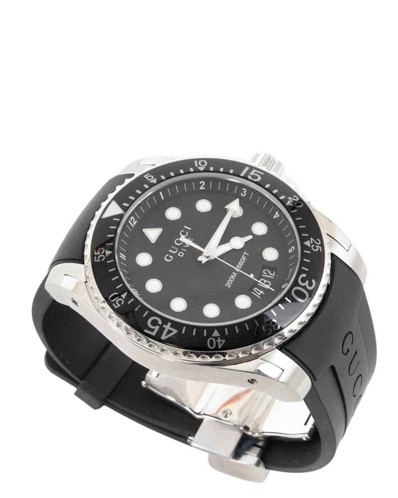 GUCCI DIVE WATCH 45 MM BLACK STAINLESS STEEL SHW 18627943 0222