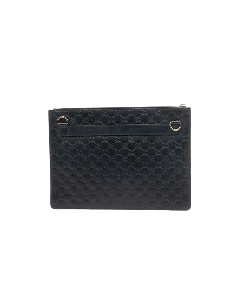 GUCCI GUCCISSIMA SIGNATURE MESSENGEG BAG BLACK GG MONOGRAM CALF SHW 429004 525040 0027
