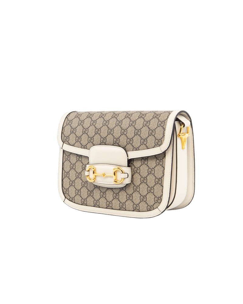 GUCCI HORSEBIT 1955 MEDIUM WHITE GG MONOGRAM GHW 0066
