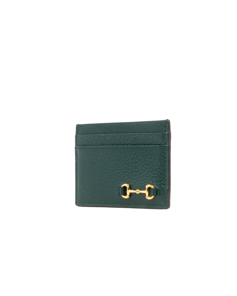 GUCCI HORSEBIT CARD SLOT SHORT GREEN CALF GHW 700469 0416 0188