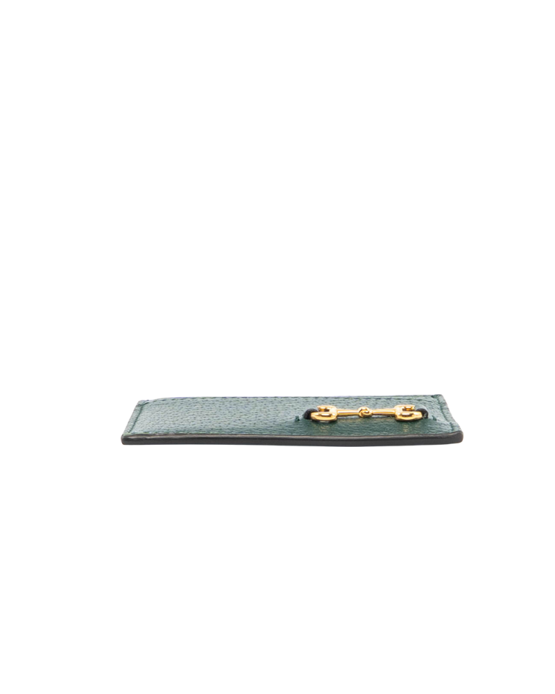 GUCCI HORSEBIT CARD SLOT SHORT GREEN CALF GHW 700469 0416 0191