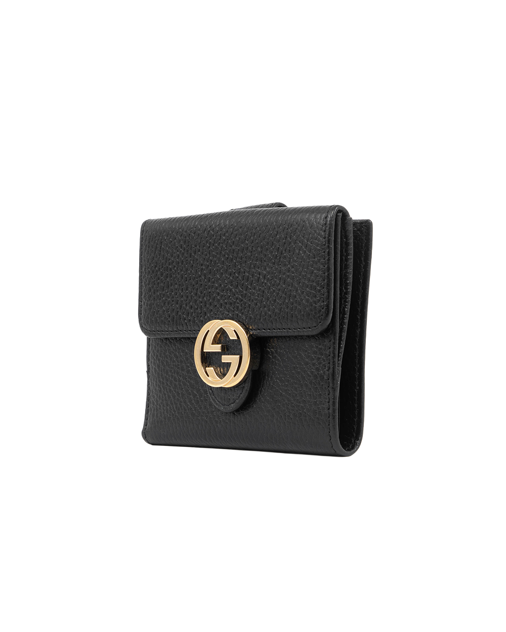 GUCCI INTERLOCK WALLET SHORT BLACK CALF GHW 615525 2184 5384