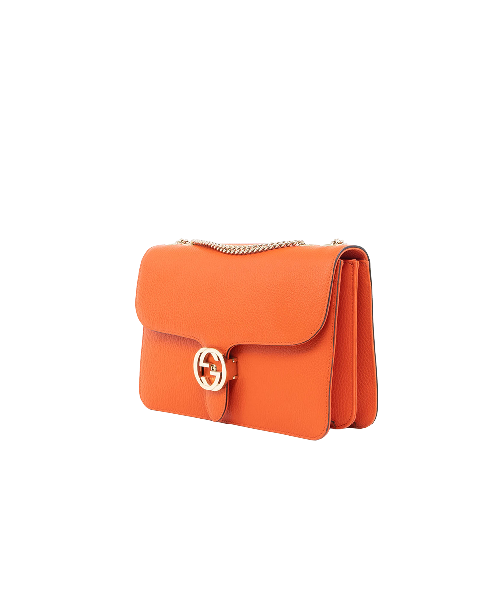 GUCCI INTERLOCKING G MEDIUM ORANGE CALF GHW 51303 493075 0130