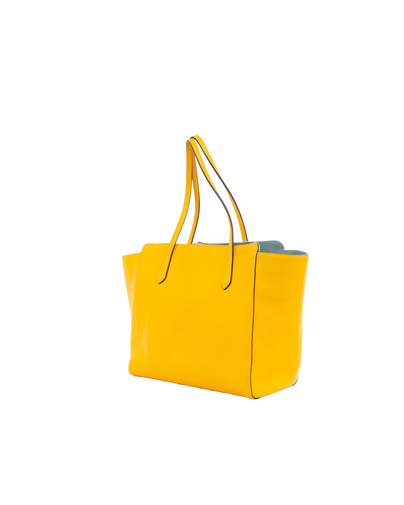 GUCCI SWING TOTE BAG YELLOW GOLD BLUE CALF GHW 354397 525040 0120