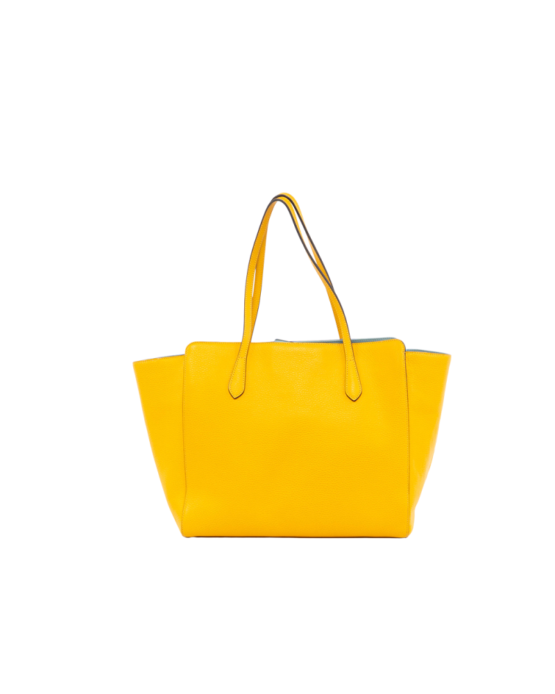 GUCCI SWING TOTE BAG YELLOW GOLD BLUE CALF GHW 354397 525040 0121