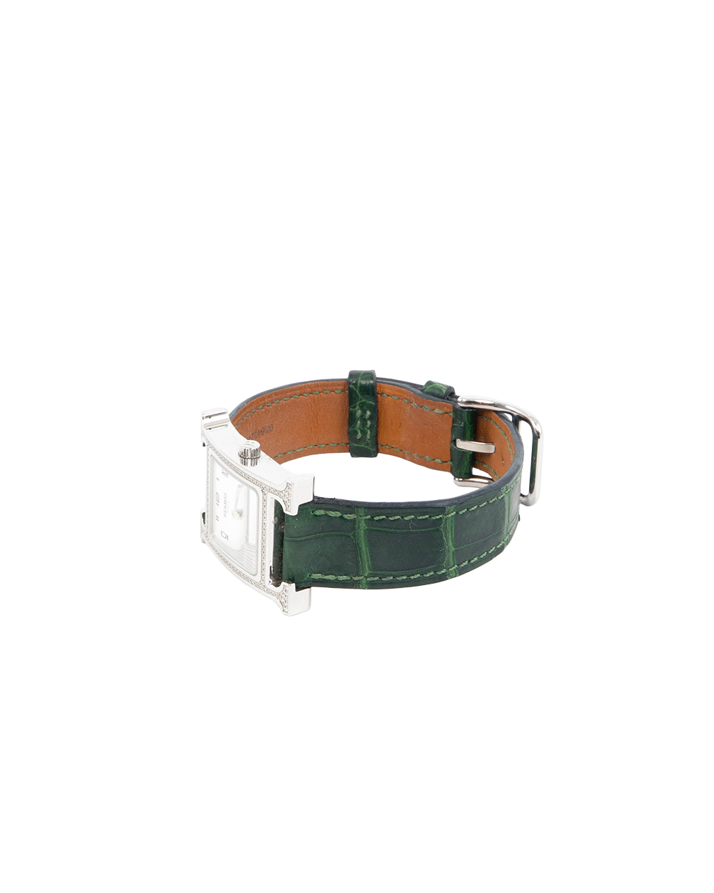 HERMES HEURE H WATCH 21 MM DARK GREEN DIAMOND SHW B FS 0229