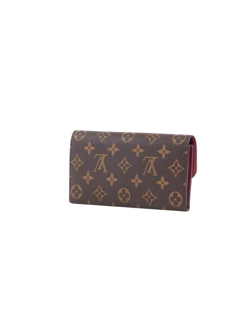 LV EMILIE WALLET LONG BROWN RED MONOGRAM CANVAS GHW SN2169 5580