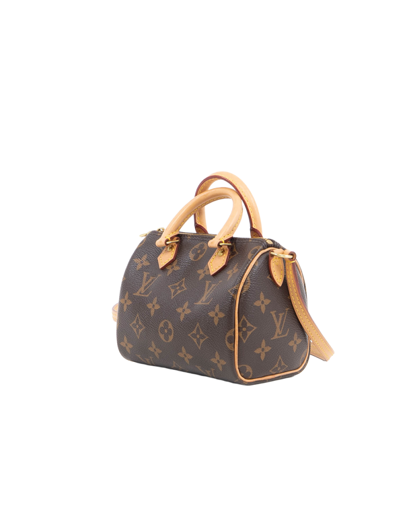 LV SPEEDY NANO BROWN MONOGRAM CANVAS GHW MICROCHIP 0038