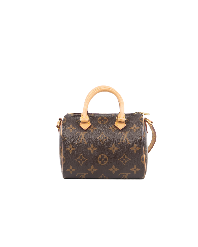 LV SPEEDY NANO BROWN MONOGRAM CANVAS GHW MICROCHIP 0040