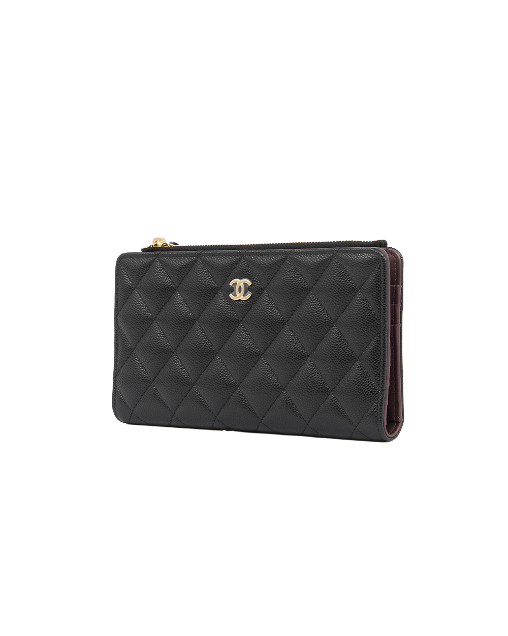 NEW CHANEL BI FOLD WALLET LONG BLACK CAVIAR GHW LN3XTUG7 5308