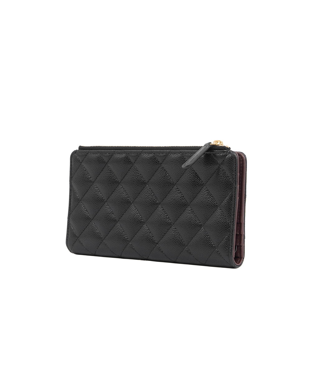 NEW CHANEL BI FOLD WALLET LONG BLACK CAVIAR GHW LN3XTUG7 5309