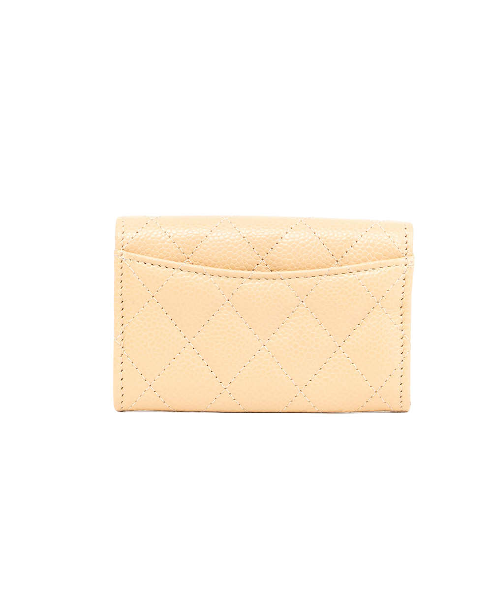 NEW CHANEL CARD HOLDER BEIGE CAVIAR GHW UK18H1T7 5335