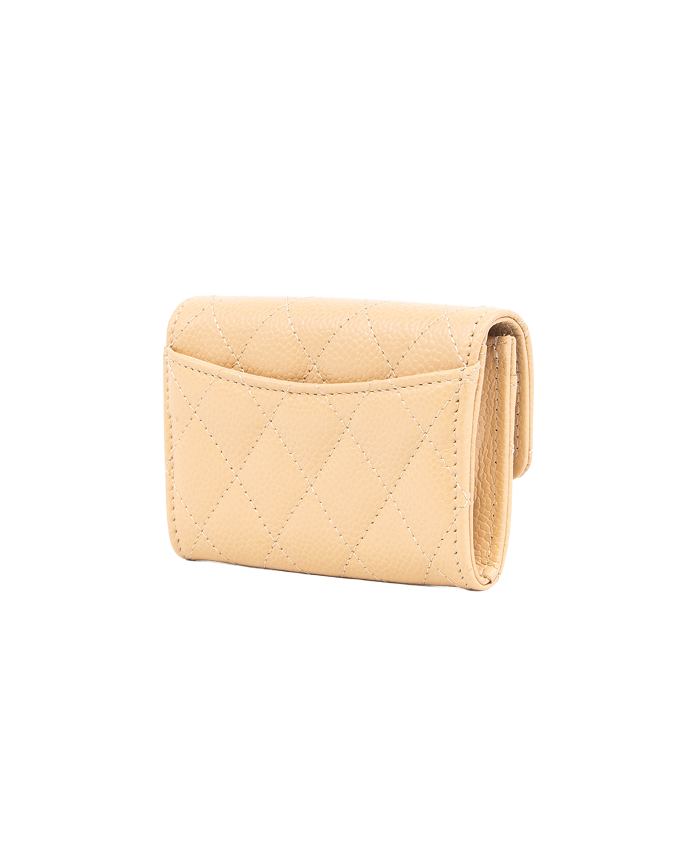 NEW CHANEL CARD HOLDER BEIGE CAVIAR GHW UK18H1T7 5337