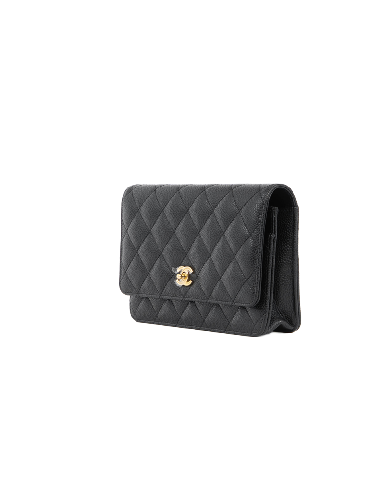 NEW CHANEL WOC TURNLOCK BLACK CAVIAR GHW UC2UL57C 5530
