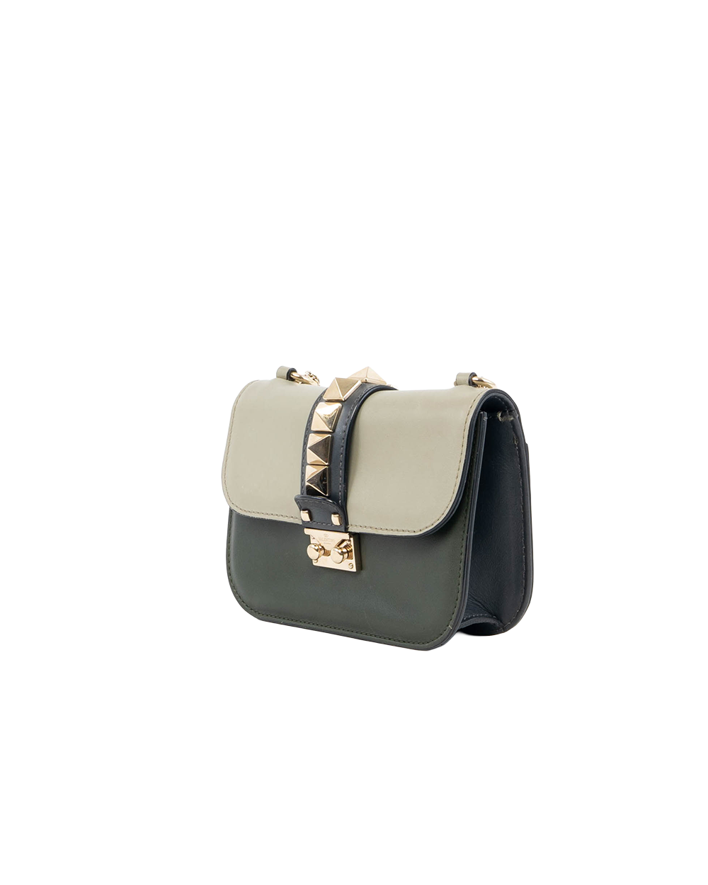 VALENTINO ROCKSTUD GLAM LOCK GREEN CALF GHW 0144