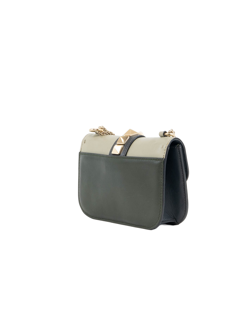 VALENTINO ROCKSTUD GLAM LOCK GREEN CALF GHW 0145
