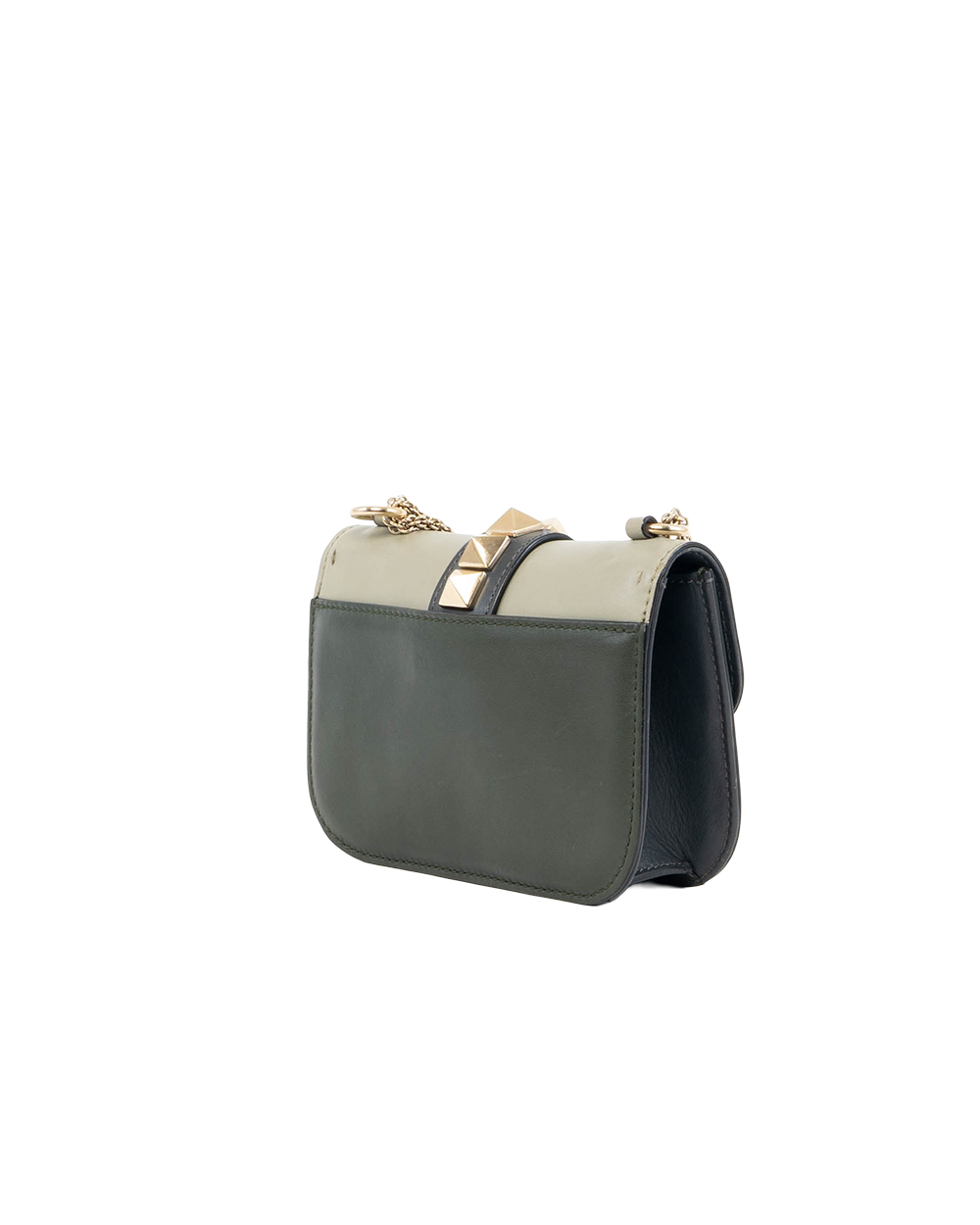 VALENTINO ROCKSTUD GLAM LOCK GREEN CALF GHW 0145
