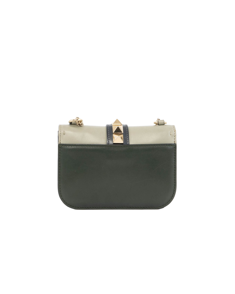 VALENTINO ROCKSTUD GLAM LOCK GREEN CALF GHW 0146