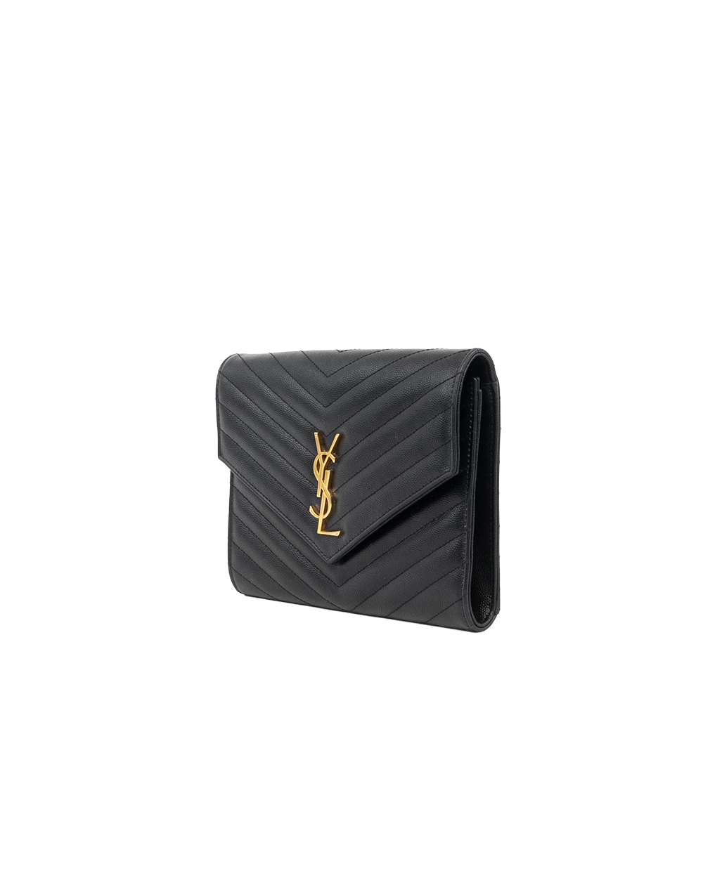 YSL CASSANDRE MATELASSÉ FLAP POUCH BLACK CHEVRON GHW FB8617662 0322 0129